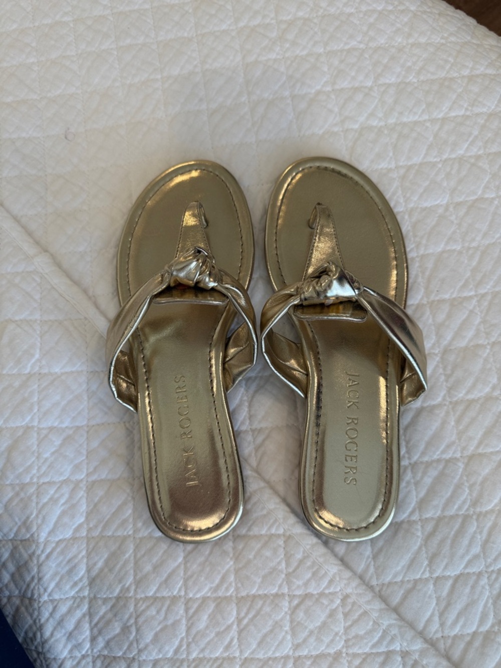 Jack Rogers Gold Knotted Thong Sandals